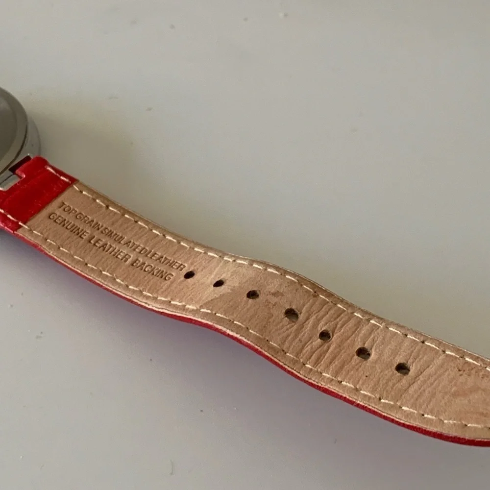 Anne Klein large face watch with red leather band